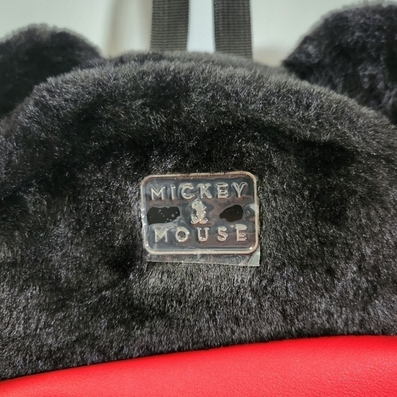 Disney Bioworld Mickey Mouse Black Red Faux Fur Faux Leather Mini Backback NWT - Picture 6 of 14
